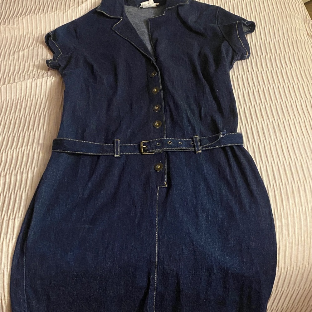 Navy Blue Button-Up Dress
